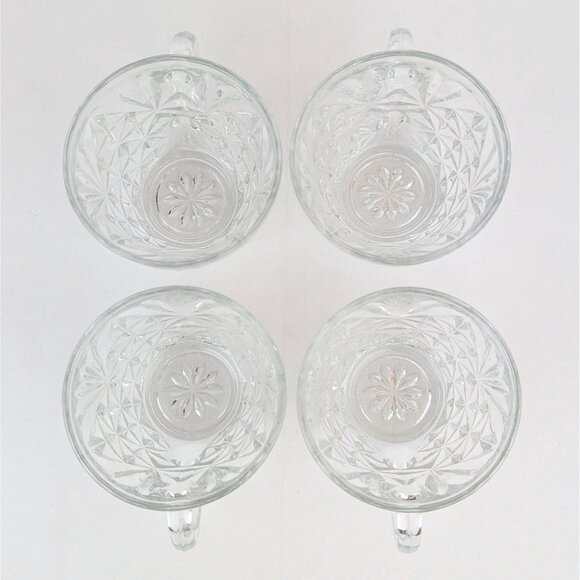 Set of 4 Anchor Hocking Arlington Diamond Fan Pattern Punch Cup Glass Teacups - Picture 7 of 7